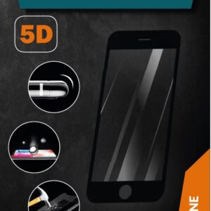 ProGlass 5D beskyttelseglas til iPhone i farven sort, som går helt ud til kanten af mobilens skærm